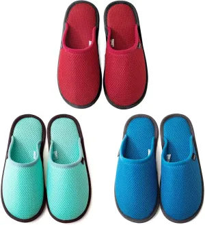 3-6 Pairs Spa Slippers Set Non-Disposable Washable Non-Slip Guest Slippers Comfortable Breathable, Various Sizes and Colours