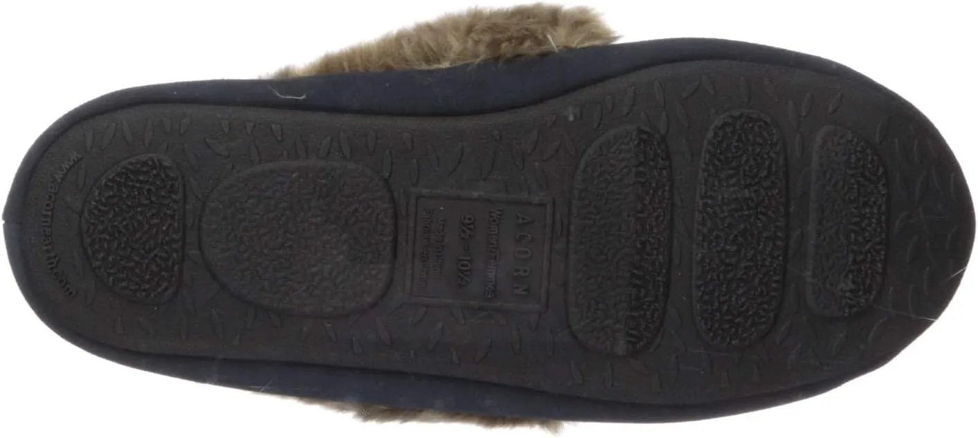 Acorn Women's Cozy Faux Fur Moc Slipper with memory foam and plush suede upper