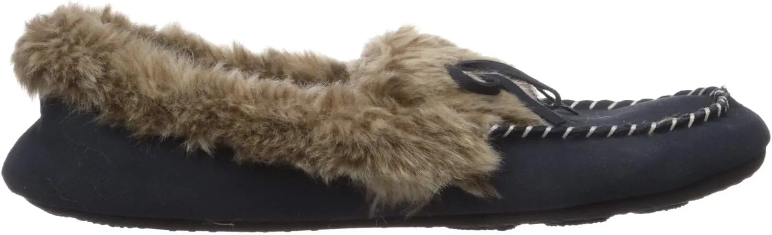 Acorn Women's Cozy Faux Fur Moc Slipper with memory foam and plush suede upper
