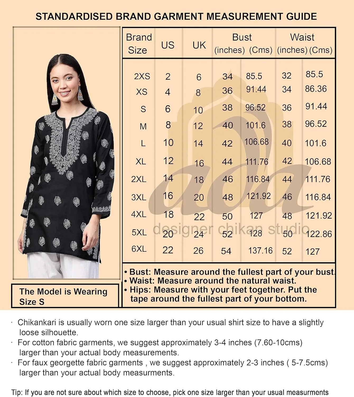 Ada Indian Hand Embroidered Chikankari Women's Georgette Kurti Top Tunic Shirt with inner A911300