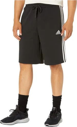 adidas Men's Size Essentials Fleece 3-Stripes Shorts, Black/White, Large/Tall