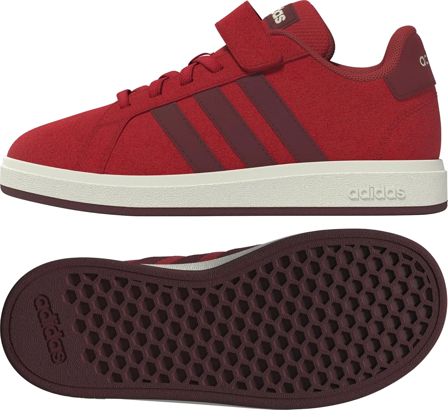 adidas Unisex-Child Grand Court 00s Elastic Lace & Strap Sneaker