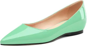 AMBELIGHT Comfy Flats for Women Pointed Toe Slip On Pumps Business Dress Shoe