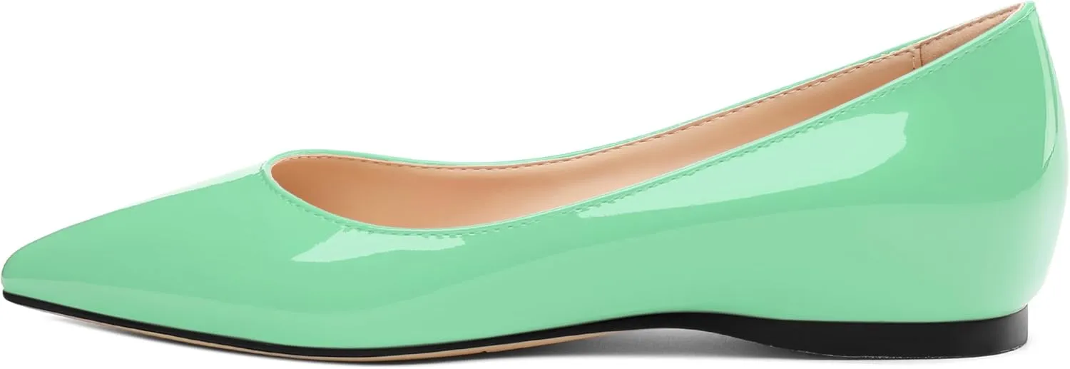 AMBELIGHT Comfy Flats for Women Pointed Toe Slip On Pumps Business Dress Shoe