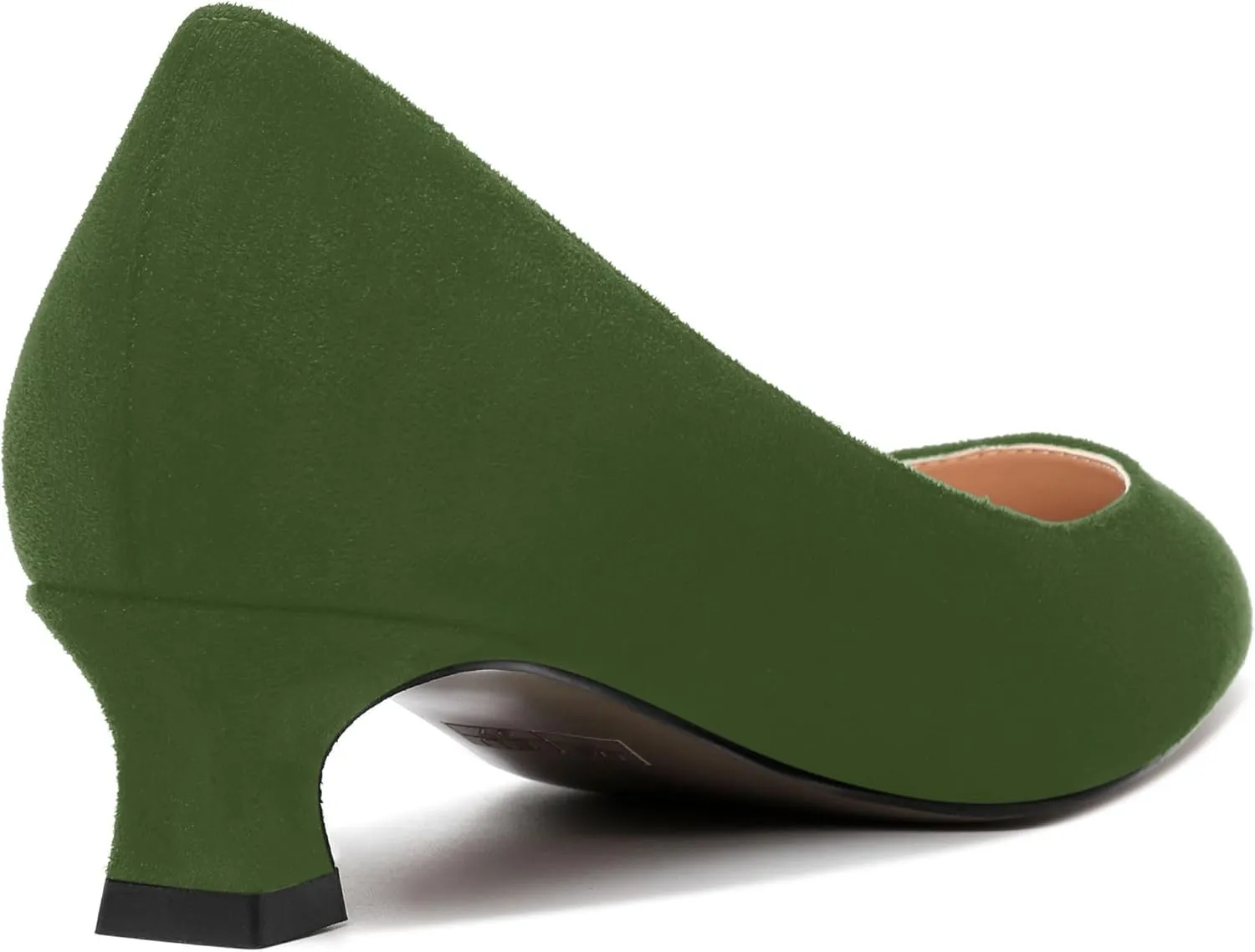 AMBELIGHT Womens Slip On Solid Casual Pointed Toe Office Suede Kitten Low Heel Pumps Shoes 1.5 Inch