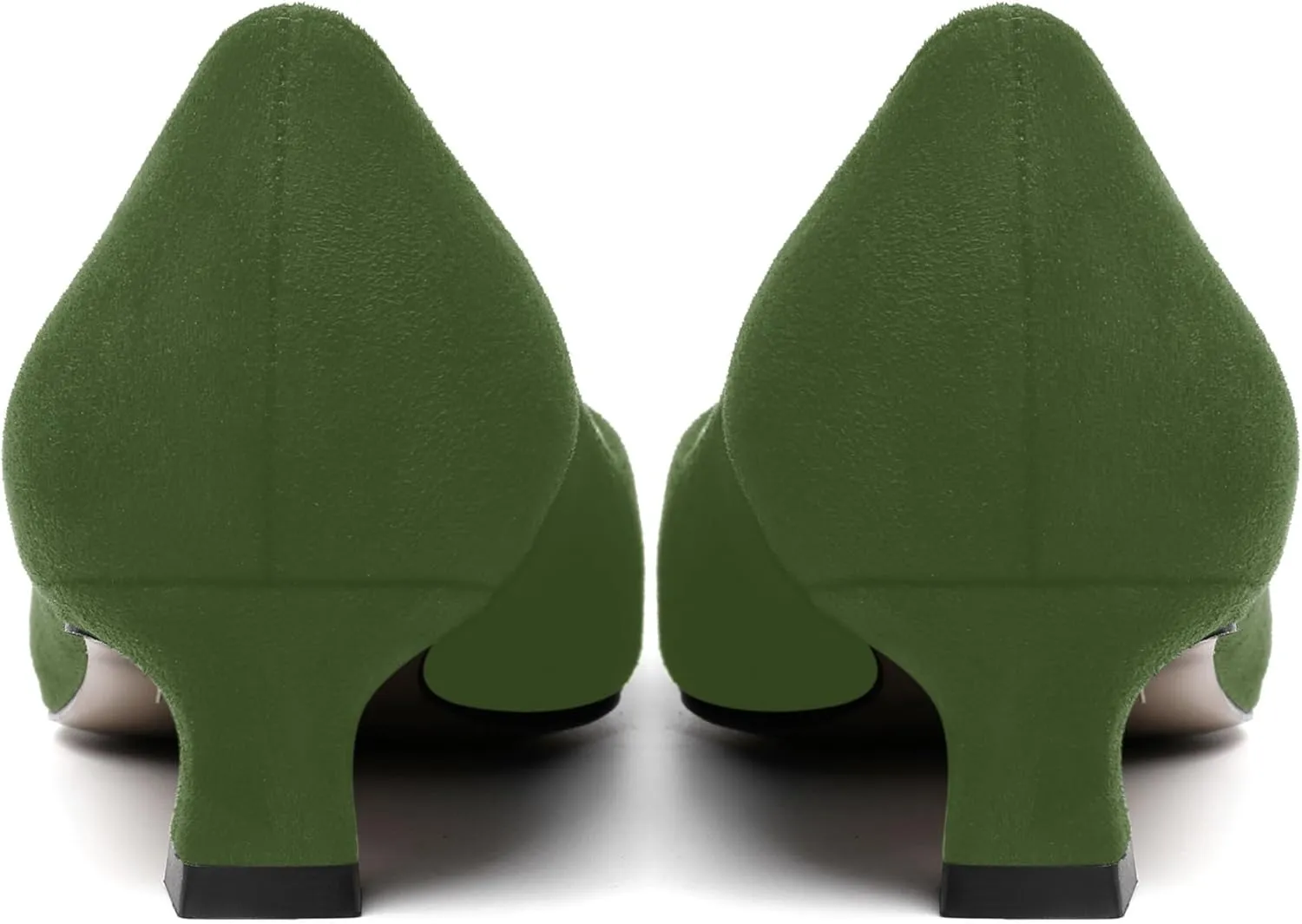 AMBELIGHT Womens Slip On Solid Casual Pointed Toe Office Suede Kitten Low Heel Pumps Shoes 1.5 Inch