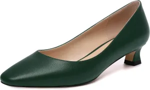 AMBELIGHT Womens Square Toe Solid Matte Office Casual Slip On Kitten Low Heel Pumps Shoes 1.5 Inch