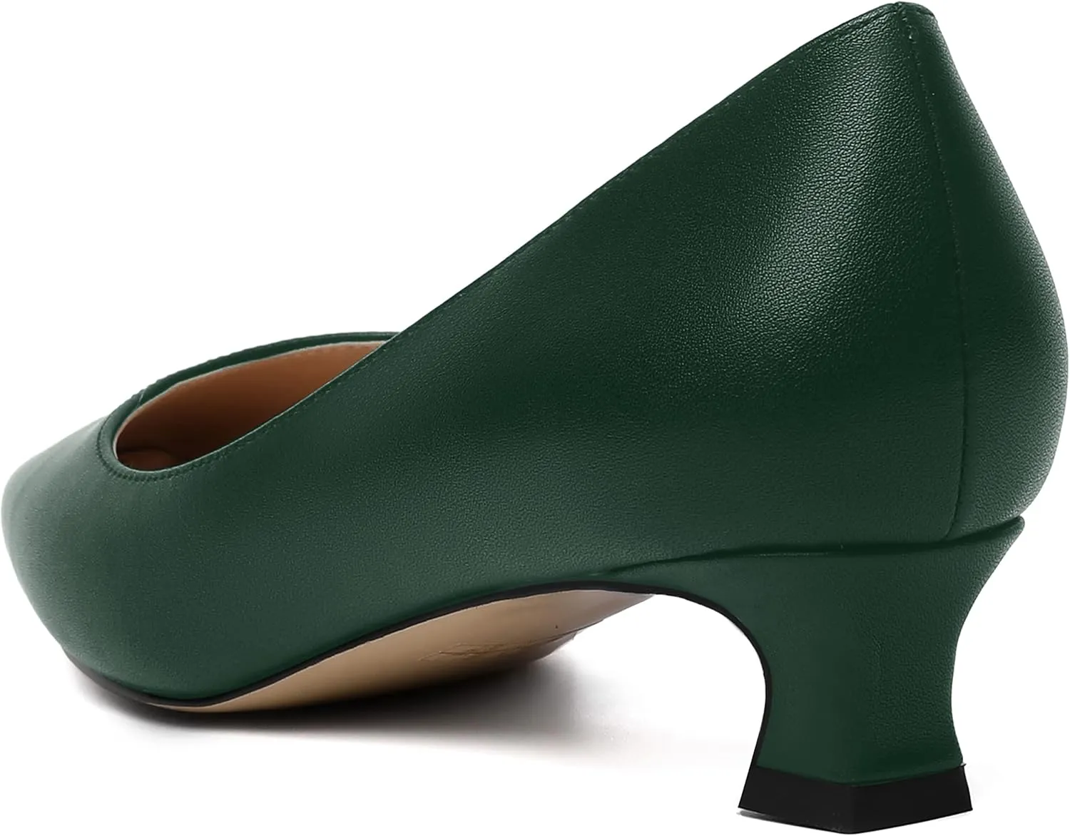 AMBELIGHT Womens Square Toe Solid Matte Office Casual Slip On Kitten Low Heel Pumps Shoes 1.5 Inch