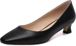 AMBELIGHT Womens Square Toe Solid Matte Office Casual Slip On Kitten Low Heel Pumps Shoes 1.5 Inch