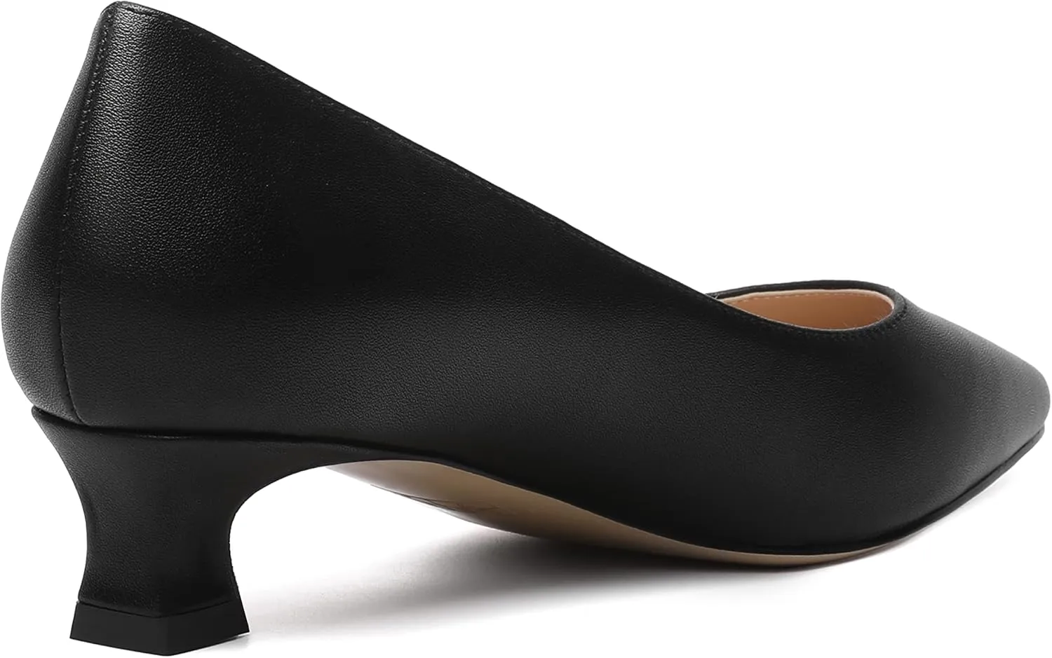 AMBELIGHT Womens Square Toe Solid Matte Office Casual Slip On Kitten Low Heel Pumps Shoes 1.5 Inch