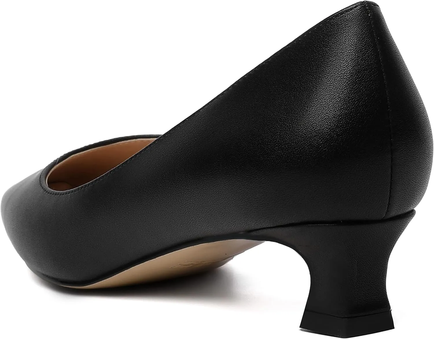 AMBELIGHT Womens Square Toe Solid Matte Office Casual Slip On Kitten Low Heel Pumps Shoes 1.5 Inch