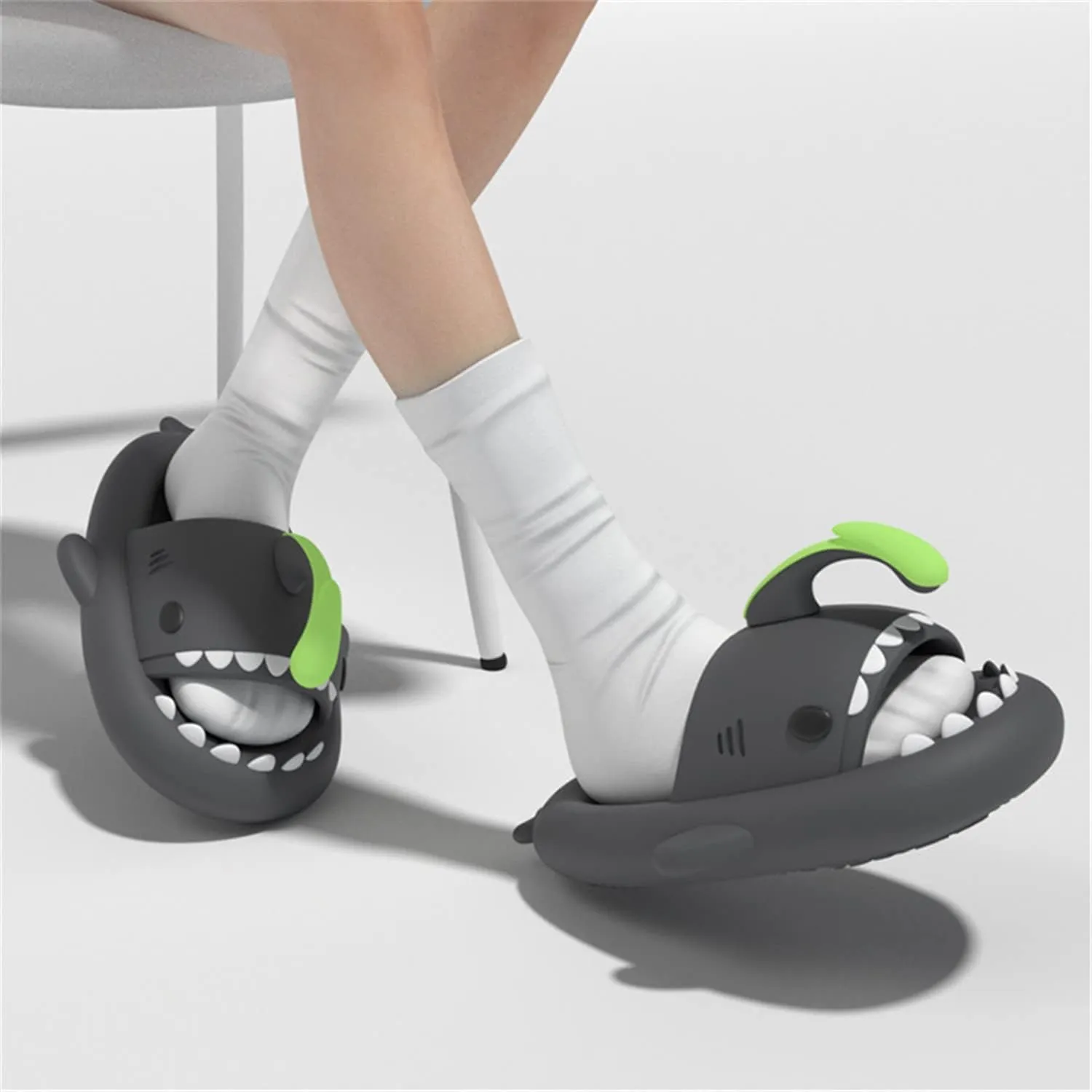 Angler Fish Slides - Shark Slippers,Glow in the Dark,Silent and Anti-slippery,Soft,Comfy