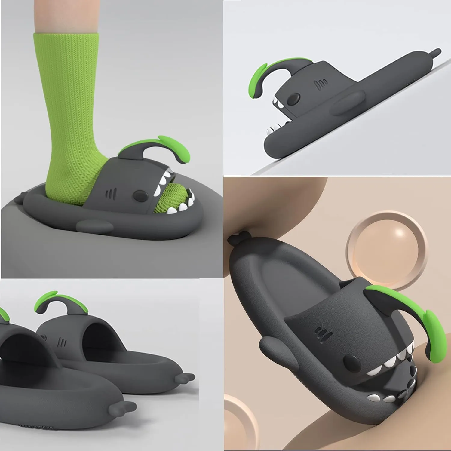 Angler Fish Slides - Shark Slippers,Glow in the Dark,Silent and Anti-slippery,Soft,Comfy