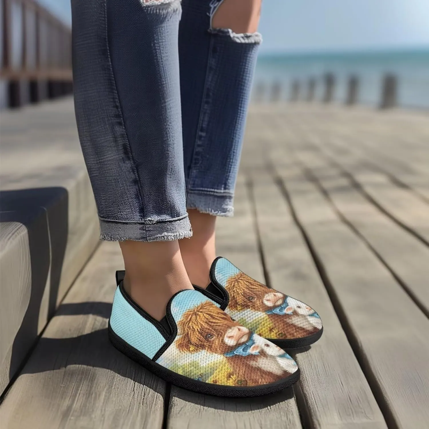 Animal Painted Women's Walking Shoes Fashion Casual Hand Free Slip On Sneakers Soft Breathable Gym Fitness Minimalist Comfy Traveling