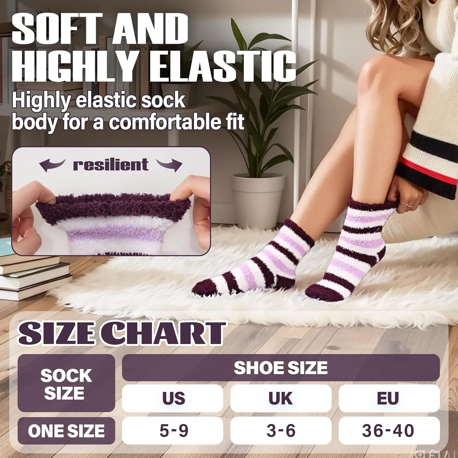 ANTSANG Women's Fuzzy Slipper Socks - Winter Fluffy Comfy Cozy Cabin Warm Home Socks