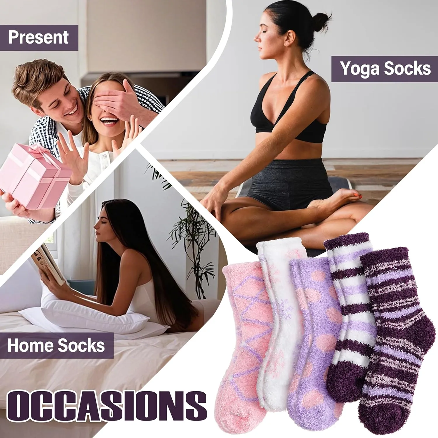 ANTSANG Women's Fuzzy Slipper Socks - Winter Fluffy Comfy Cozy Cabin Warm Home Socks