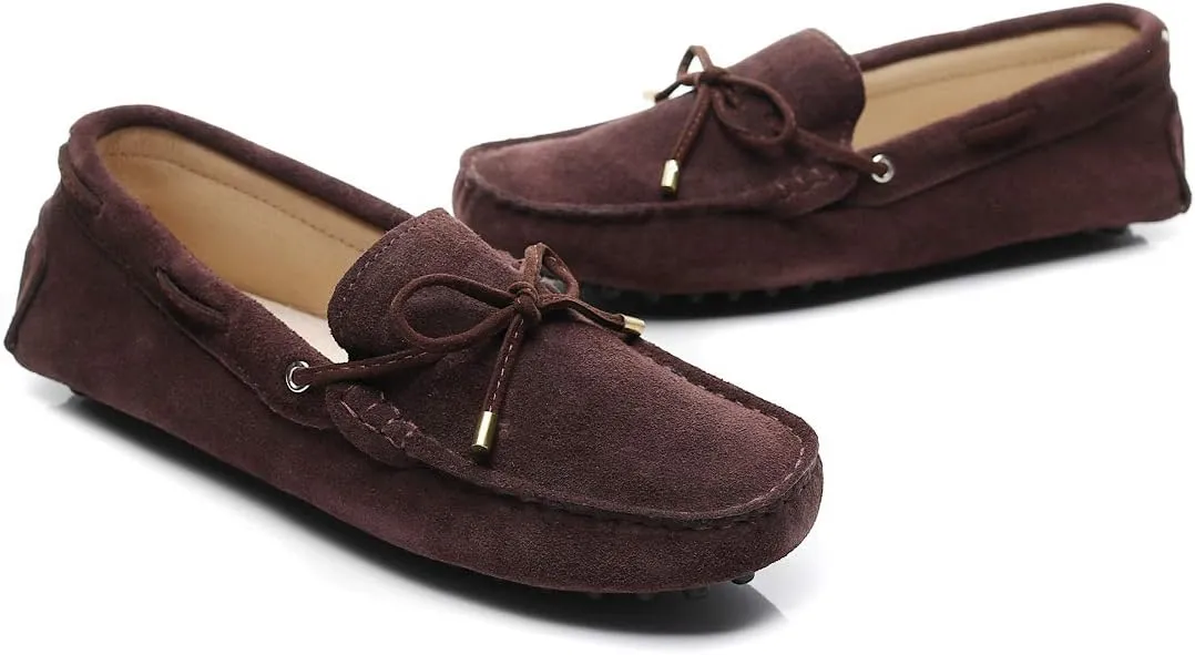 ANUFER Women's Classic Suede Penny Loafers Comfort Handmade Slipper Moccasins