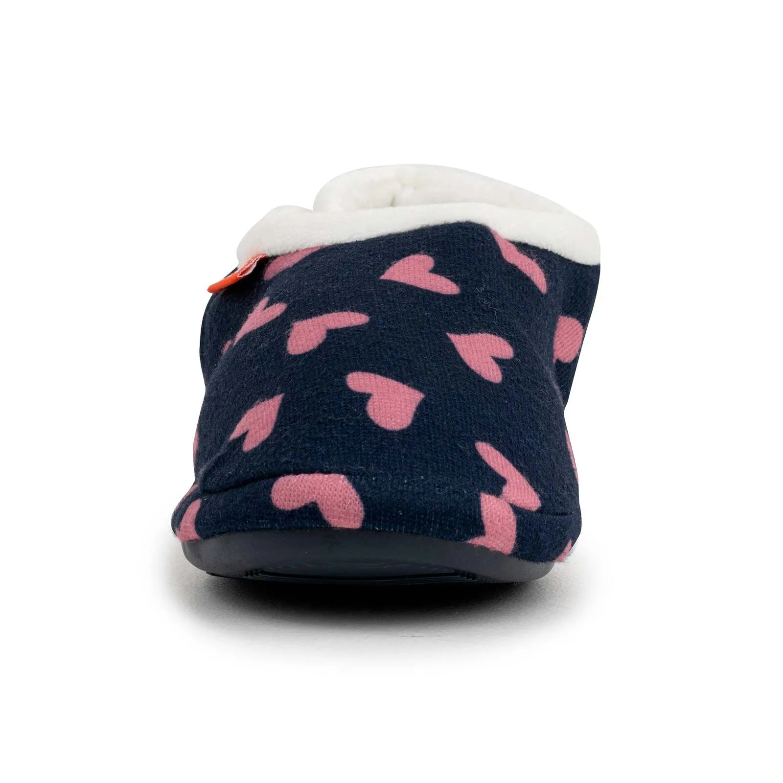 ARCHLINE Orthotic Slippers CLOSED Arch Scuffs Moccasins Pain Relief in Navy Hearts - EUR41 V563-AS401-NVYHRT-41
