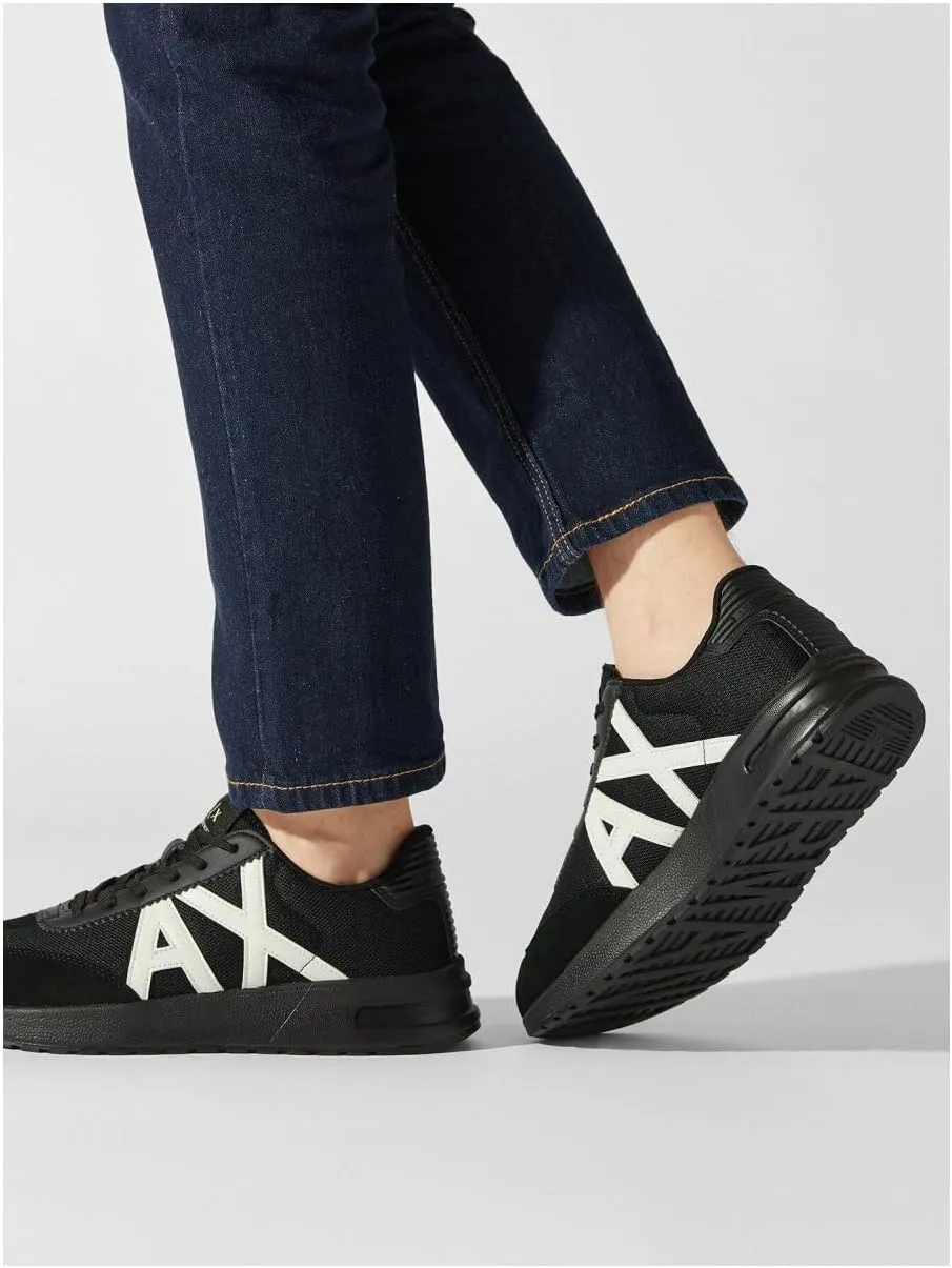 Armani Exchange Men's Dusseldorf Contrast Logo, Sneaker, Black