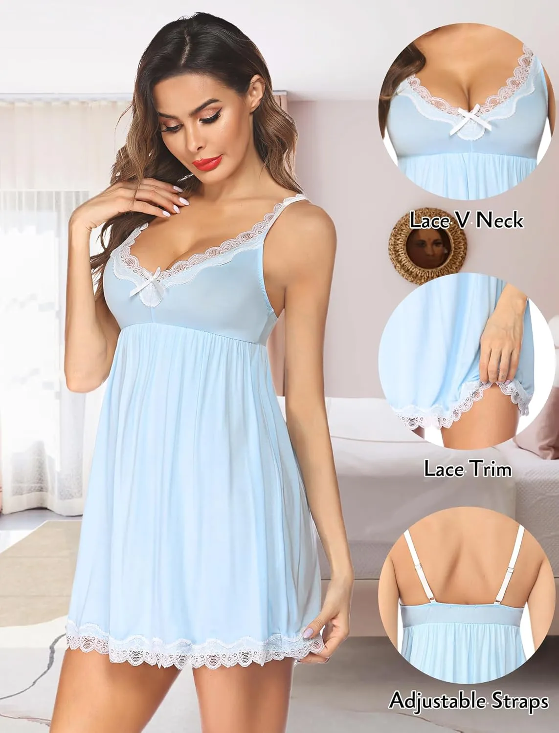Avidlove Women Sexy Sleepwear Lace Chemise Nightgown Full Slip Babydoll Sleepwear