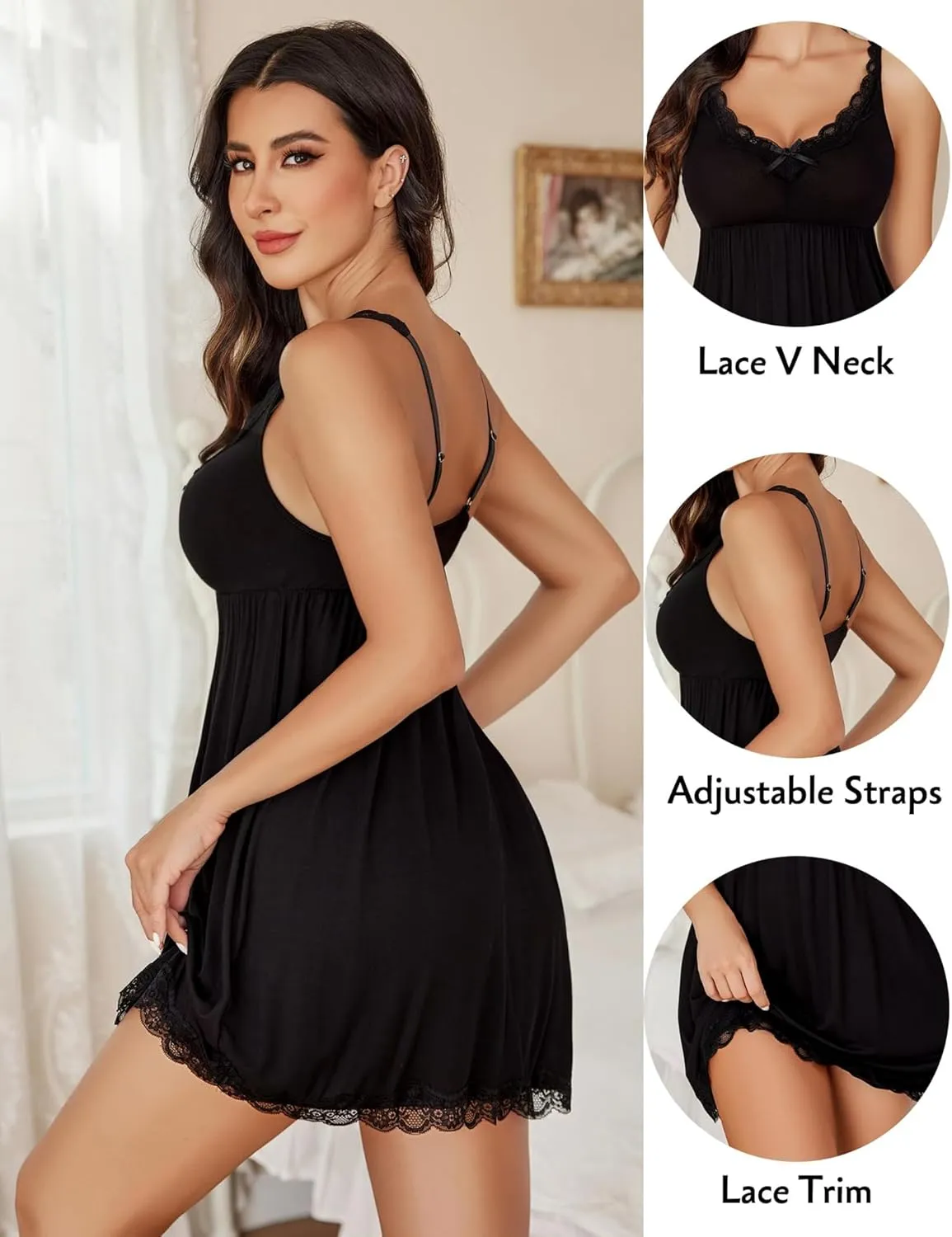 Avidlove Women Sexy Sleepwear Lace Chemise Nightgown Full Slip Babydoll Sleepwear