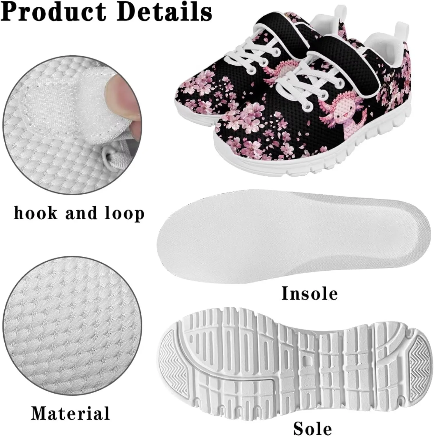 Axolotl Shoes Girls Tennis Shoes Cute Slip On Sneakers for Kids Gym Shoes