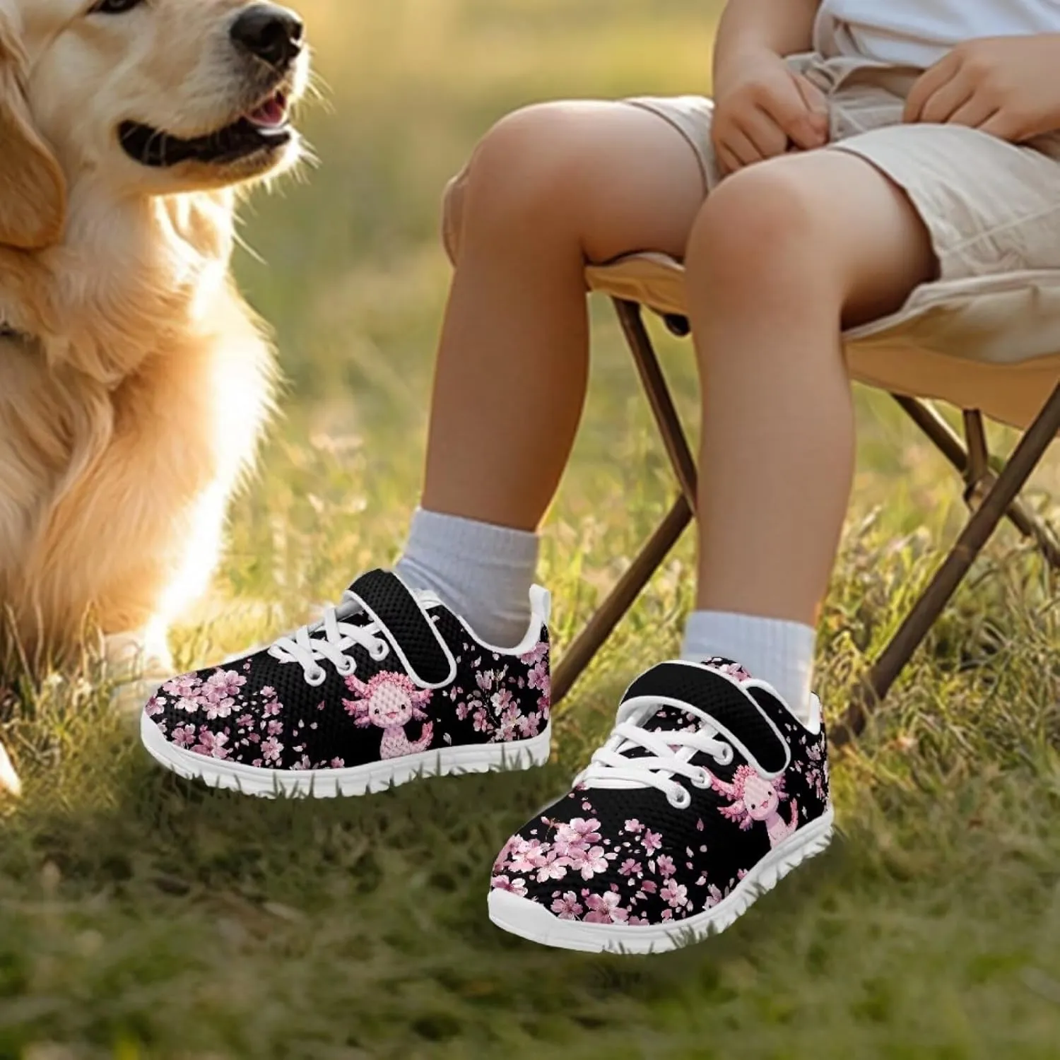 Axolotl Shoes Girls Tennis Shoes Cute Slip On Sneakers for Kids Gym Shoes