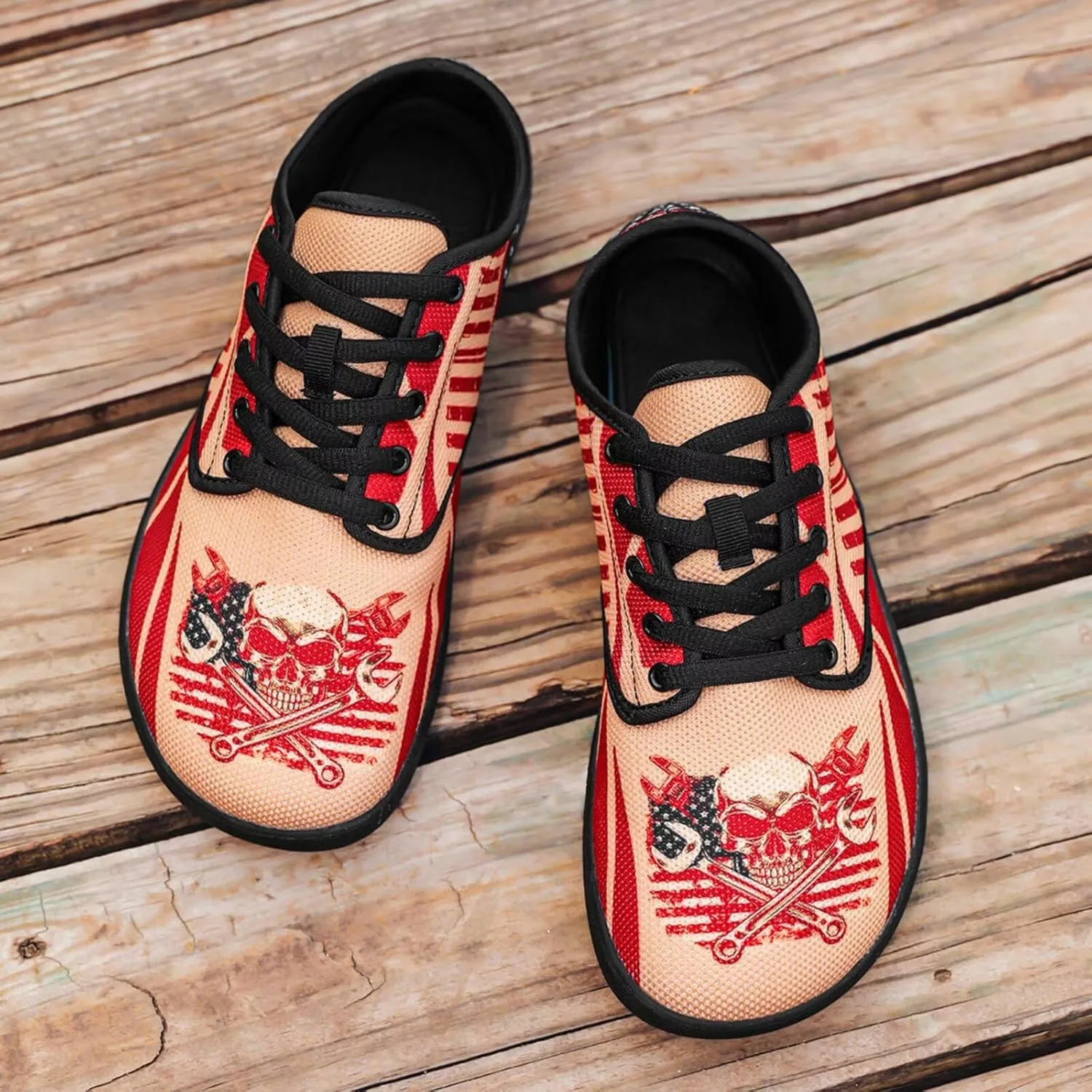 Barefoot Shoes Men Breathable Wide Toe Box Casual Shoes Lace Up Zero Drop Sole Walking, Daily Wear