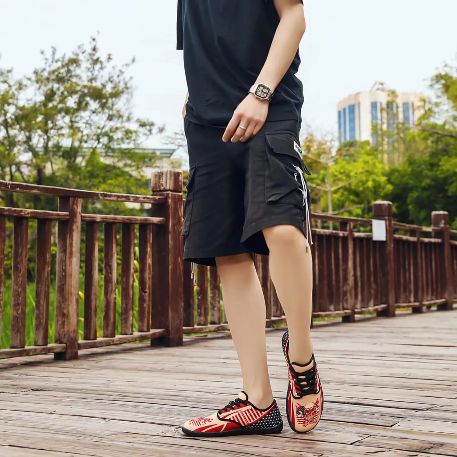 Barefoot Shoes Men Breathable Wide Toe Box Casual Shoes Lace Up Zero Drop Sole Walking, Daily Wear