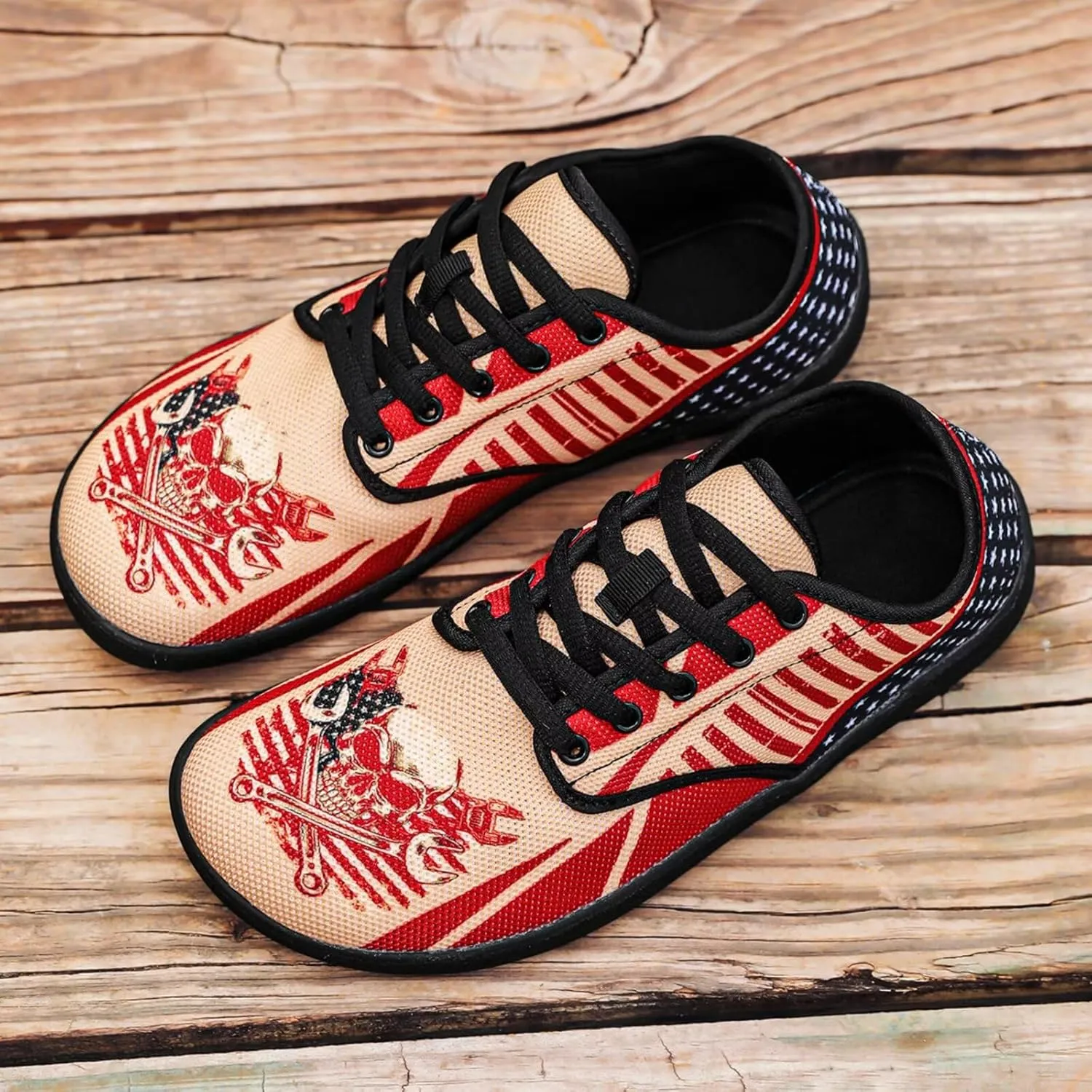 Barefoot Shoes Men Breathable Wide Toe Box Casual Shoes Lace Up Zero Drop Sole Walking, Daily Wear