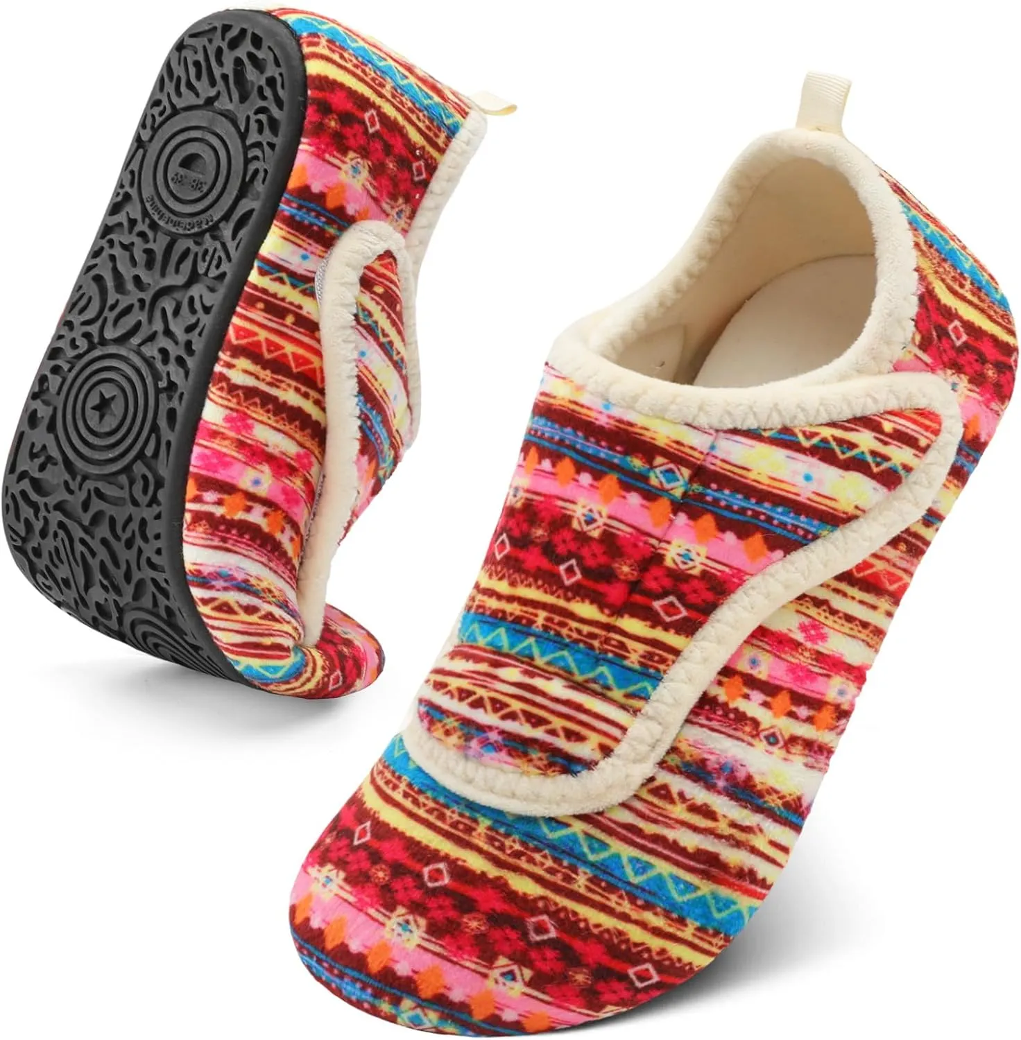 BARERUN Slippers for Women Men Wide House Diabetic Shoes for Women Men Warm Arthritis Edema Swollen Neuropathy Socks Slip on Adjustable Fuzzy Comfy Soft Womens Mens Bedroom Sliipers