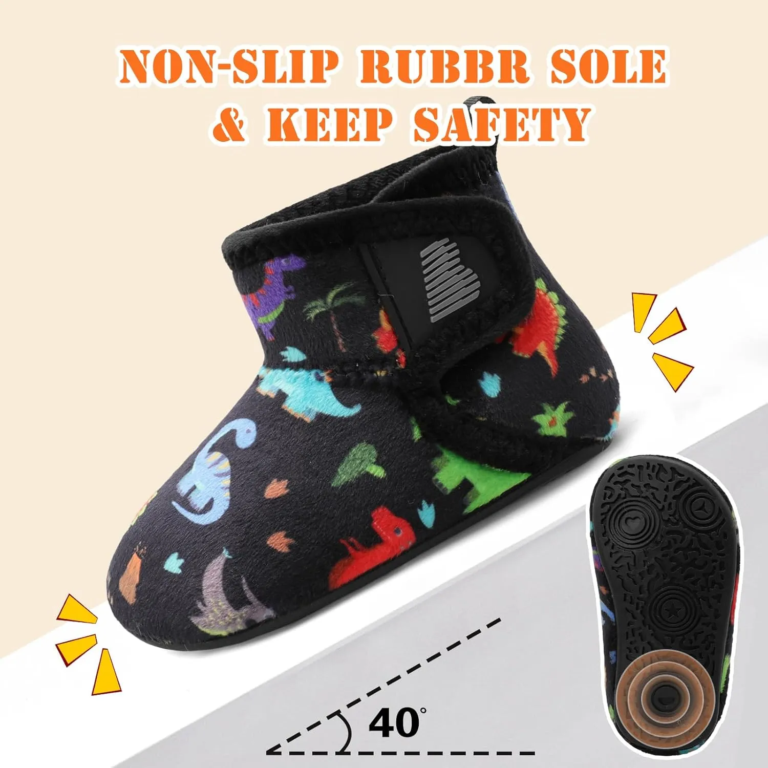 BARERUN Toddler Slippers Girls Boys House Shoes Baby Winter Booties Plush Cozy Kids House Slipper Warm Lightweight Infant Walking Shoes Socks