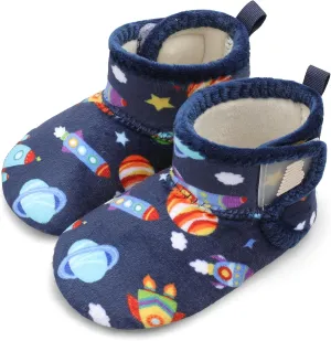 BARERUN Toddler Slippers Girls Boys House Shoes Baby Winter Booties Plush Cozy Kids House Slipper Warm Lightweight Infant Walking Shoes Socks