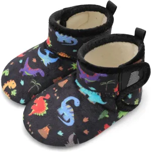 BARERUN Toddler Slippers Girls Boys House Shoes Baby Winter Booties Plush Cozy Kids House Slipper Warm Lightweight Infant Walking Shoes Socks