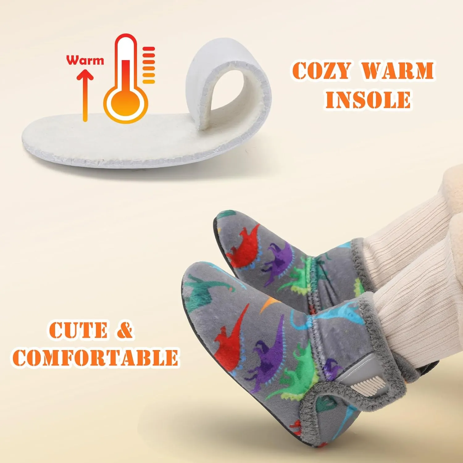 BARERUN Toddler Slippers Girls Boys House Shoes Baby Winter Booties Plush Cozy Kids House Slipper Warm Lightweight Infant Walking Shoes Socks