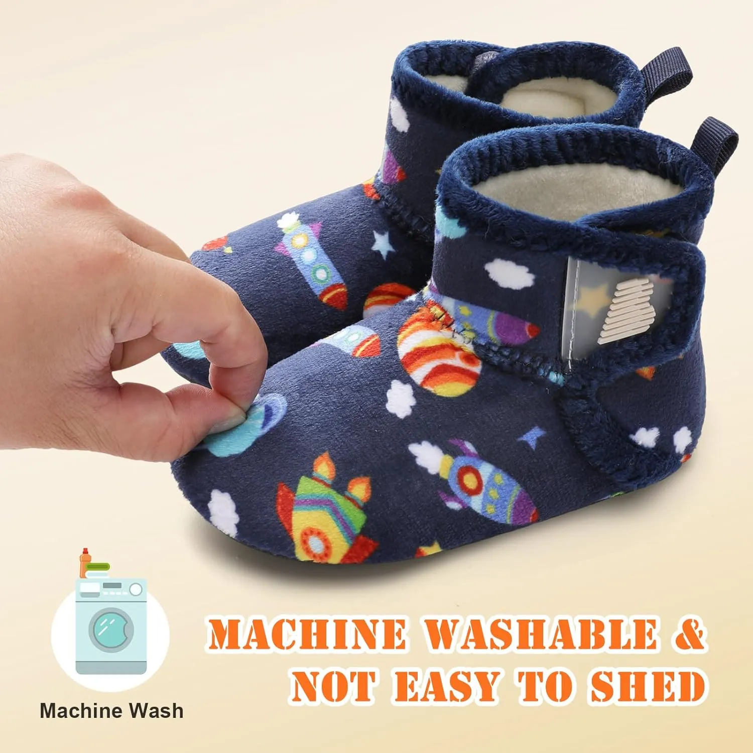BARERUN Toddler Slippers Girls Boys House Shoes Baby Winter Booties Plush Cozy Kids House Slipper Warm Lightweight Infant Walking Shoes Socks
