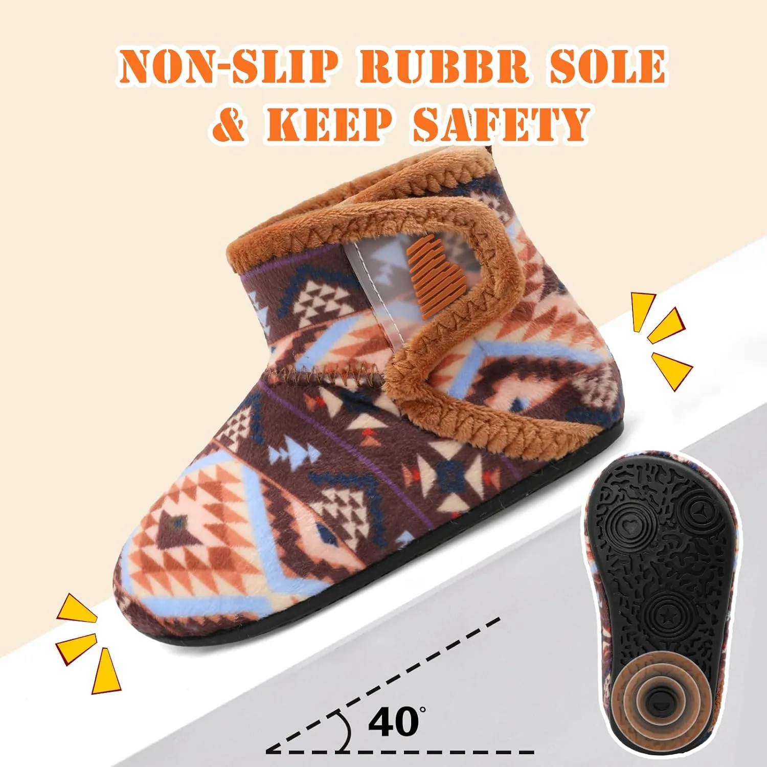 BARERUN Toddler Slippers Girls Boys House Shoes Baby Winter Booties Plush Cozy Kids House Slipper Warm Lightweight Infant Walking Shoes Socks