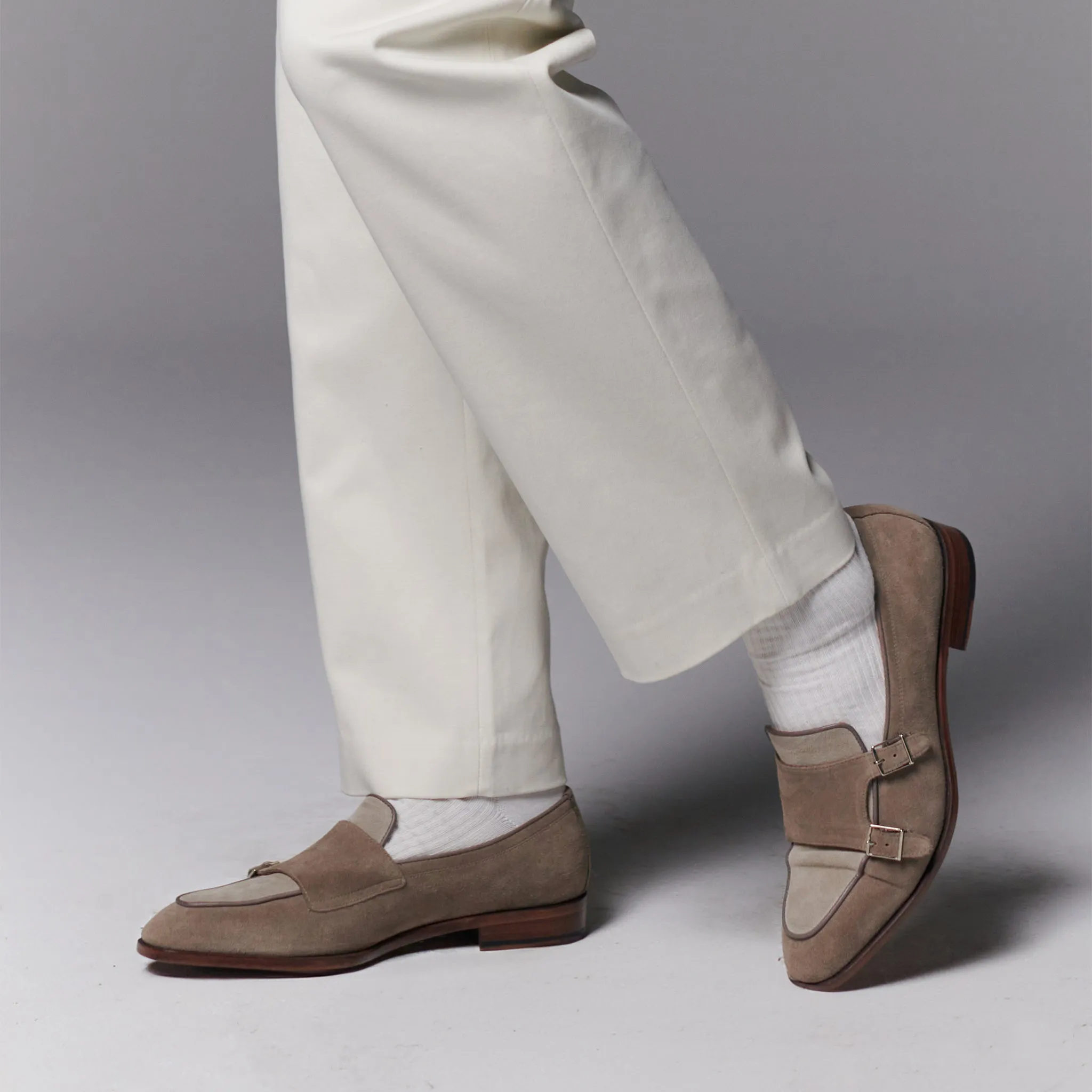 Beaumont Double Monk Loafer // Terra Dusk Brown Suede