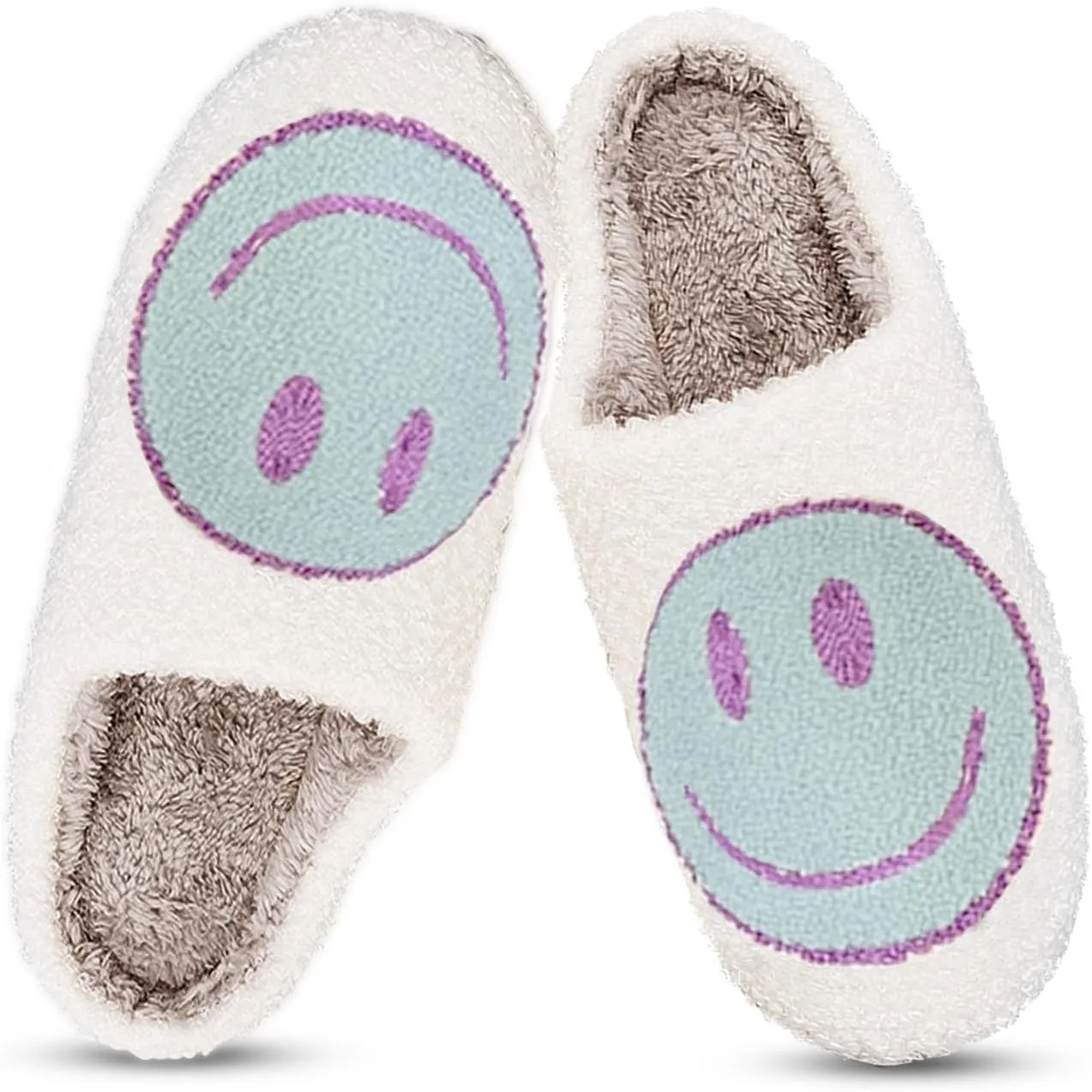 Beishani Smile Face Slippers for Women Happy face slippers Retro Soft Plush Warm Slip-on Slippers Cozy Indoor Outdoor Womens Slippers