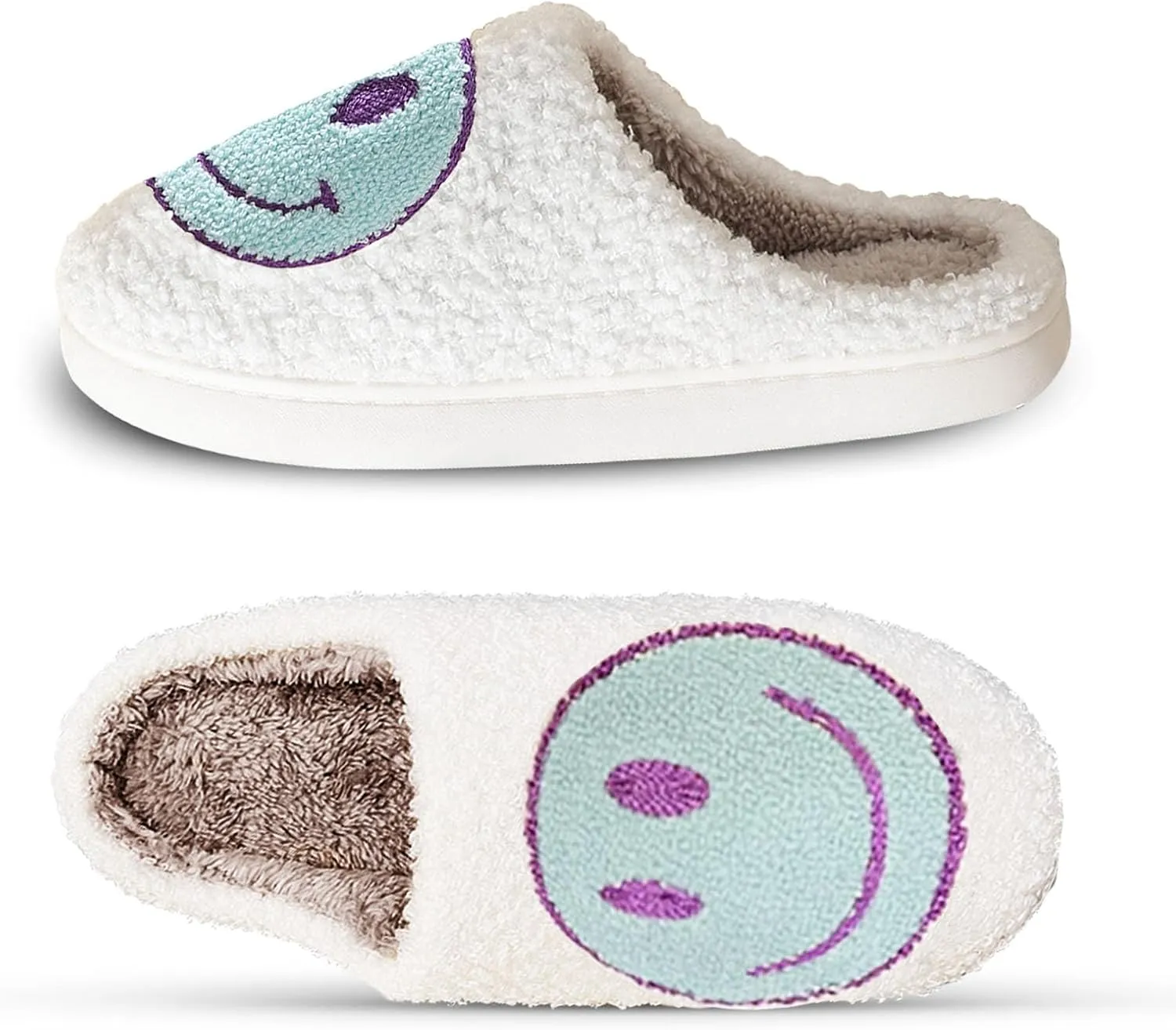 Beishani Smile Face Slippers for Women Happy face slippers Retro Soft Plush Warm Slip-on Slippers Cozy Indoor Outdoor Womens Slippers