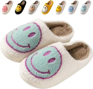 Beishani Smile Face Slippers for Women Happy face slippers Retro Soft Plush Warm Slip-on Slippers Cozy Indoor Outdoor Womens Slippers