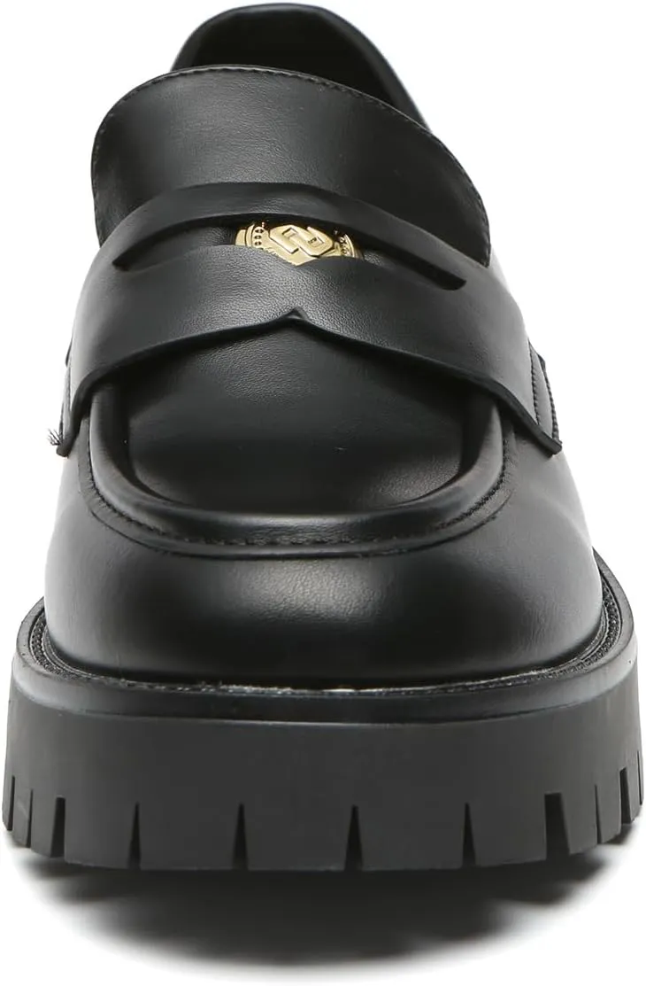 Bernal Women Chunky Platform Loafers Comfy Slip-On Penny Loafers Dressy Shoes Work School Party with Buckle