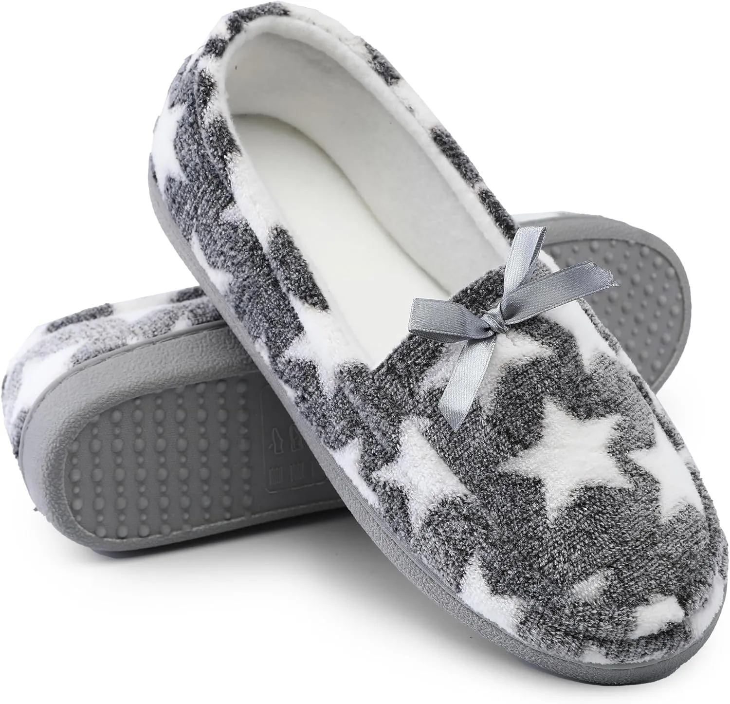 Bigwow Women's Fuzzy Moccasin Slippers Closed Back-Heel Memory Foam Non-Slip Warm Indoor Outdoor Shoes