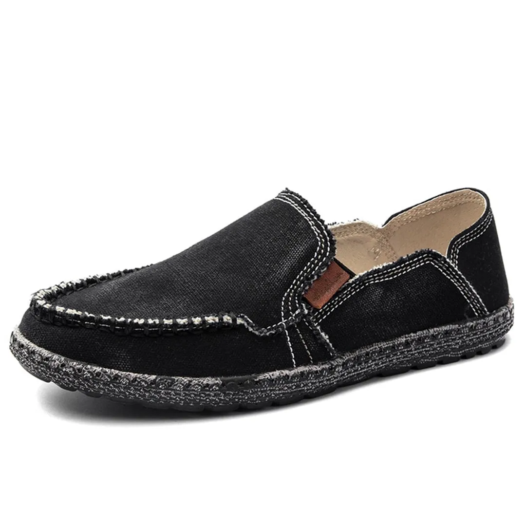 Black Woven Loafers - Breathable Lightweight Slip-On Shoes