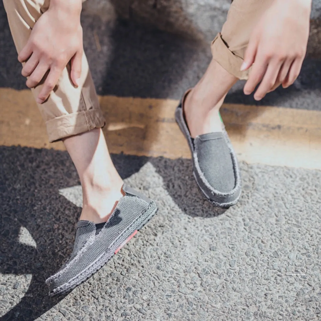 Black Woven Loafers - Breathable Lightweight Slip-On Shoes