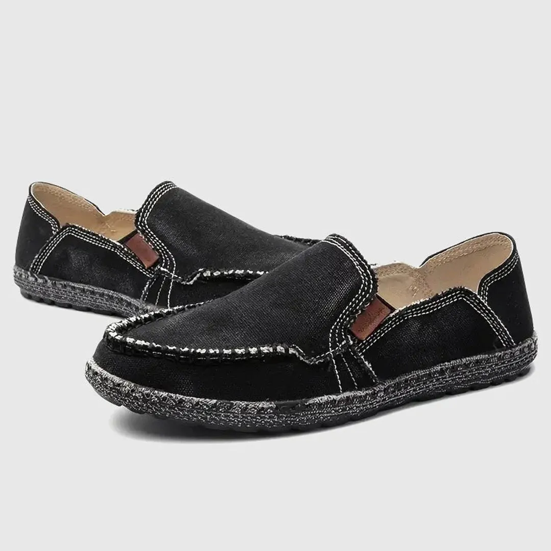 Black Woven Loafers - Breathable Lightweight Slip-On Shoes