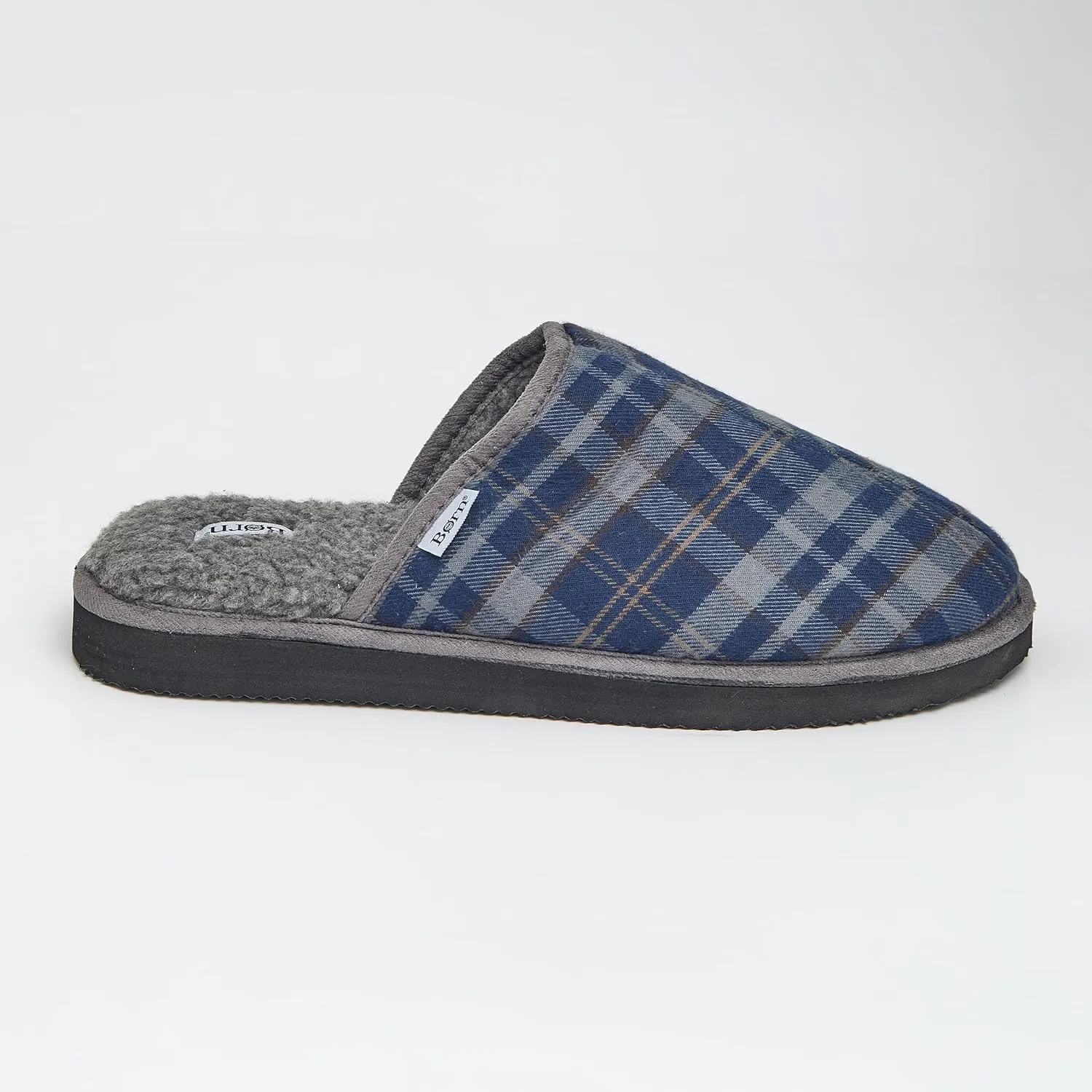 BORN Quilted Corduroy or Plaid Mens Slippers, Fleece or Sherpa-Lined House Slippers for Men, Gifts for Him
