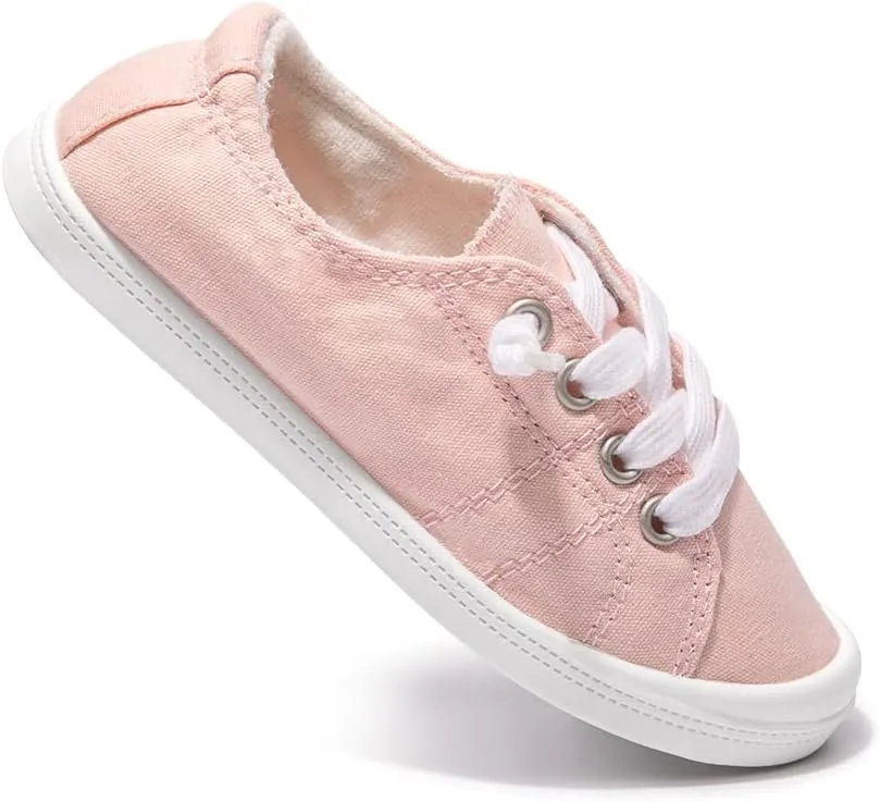 Boy and Girl Slip on Canvas Sneaker, Kids Low Top Casual Fashion Shoes, Comfy Lace up Walking Shoes