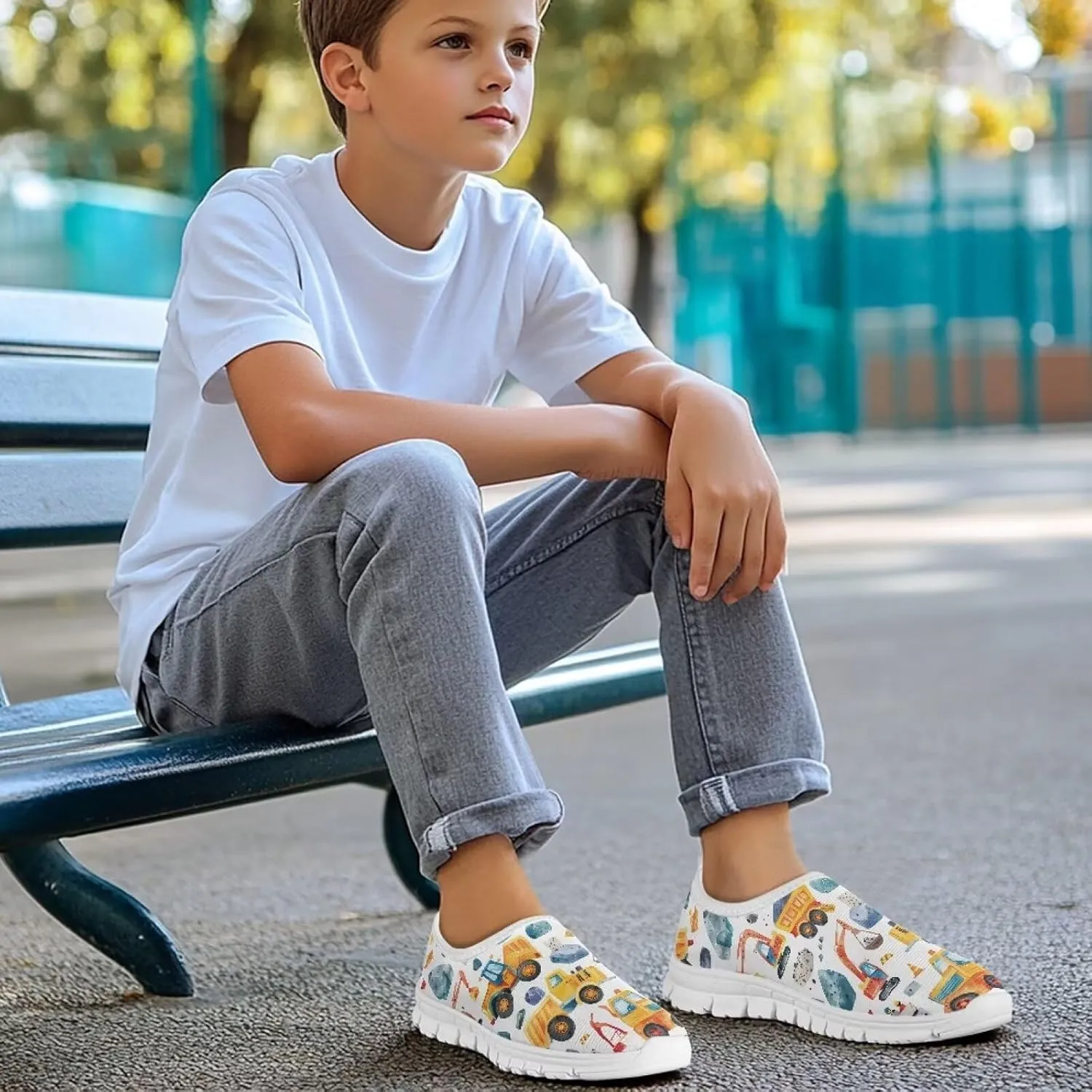 Boys Tennis Shoes Breathable Kid Slip On Sneakers for Outdoor Travel