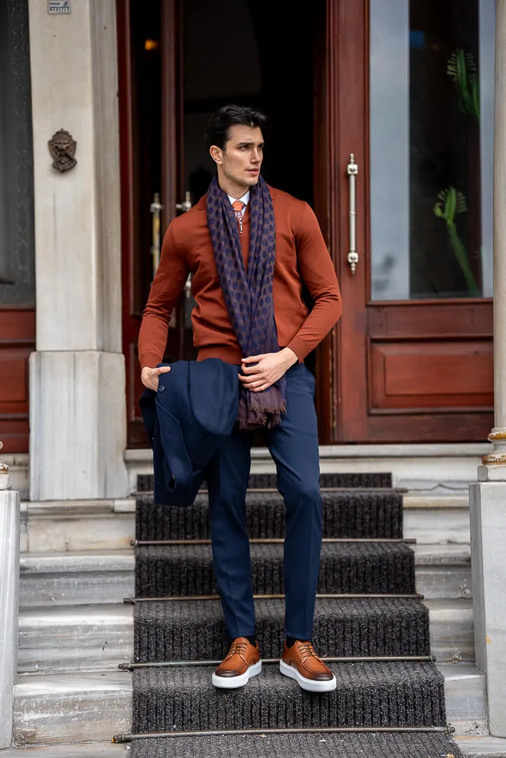 Brabion Tile Zipper Collar Knitwear